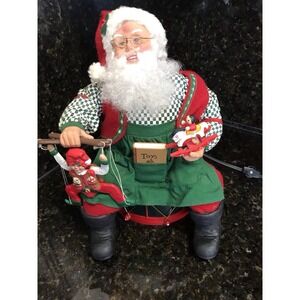 Vintage Holiday Creations Animated Santa Sitting On A Drum With Toys 1995